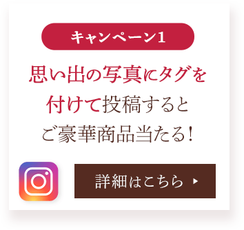 思い出の写真にタグを付けて投稿すると、ご豪華商品当たる！