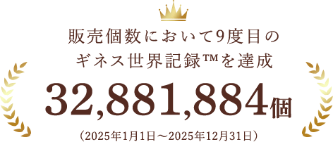 販売個数において9度目のギネス世界記録™を達成 販売個数:32,881,884個(2025年1月1日~2025年12月31日)